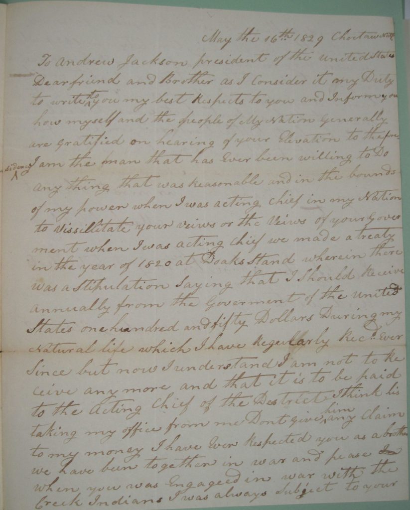 1829-05-16-Mushulatubbe-to-AJ