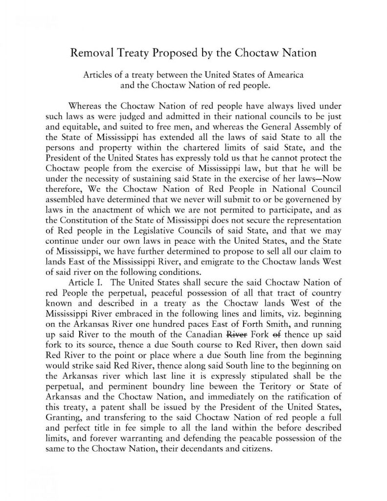 transcript Treaty Proposed by the Choctaw Nation 4-17-1830